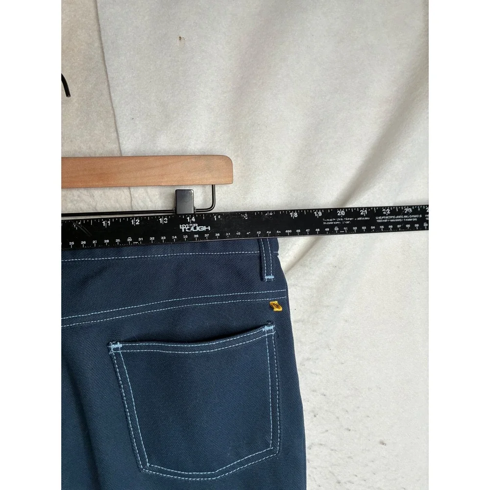 Vintage Farah Mens Navy Blue Trousers Contrast Stitch Polyester Pants USA SZ 37